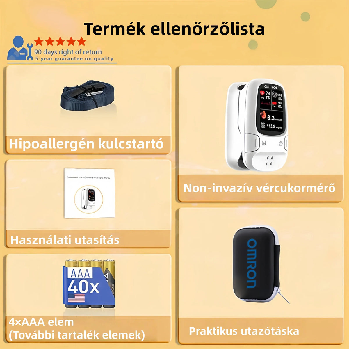 Omron™ fájdalommentes vércukormérő – tűszúrás nélkül.