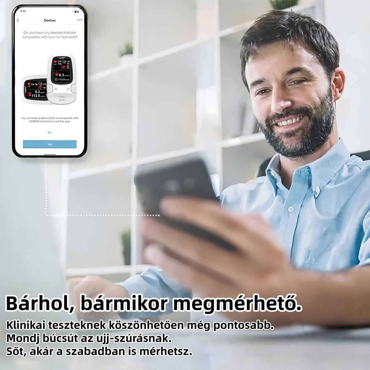 Omron™ fájdalommentes vércukormérő – tűszúrás nélkül.