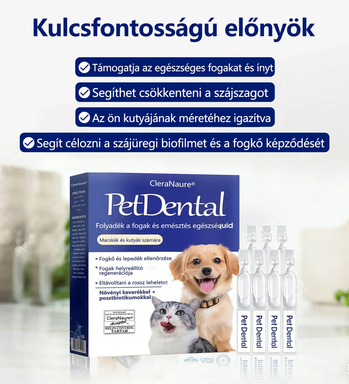 🥇[Hivatalos áruház] CleraNaure® Pet Dental & Digestive Health Oral Liquid – Frissíti a leheletet, eltávolítja a fogkövet, elősegíti az íny regenerálódását és stabilizálja a fogakat (macskák és kutyák számára) – Ma 80% kedvezménnyel!-🔥