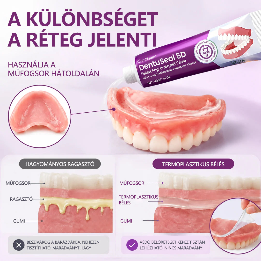 CleraNaure® DentuSeal 5D fejlett műfogsorrögzítő és párnázó ragasztó-📦