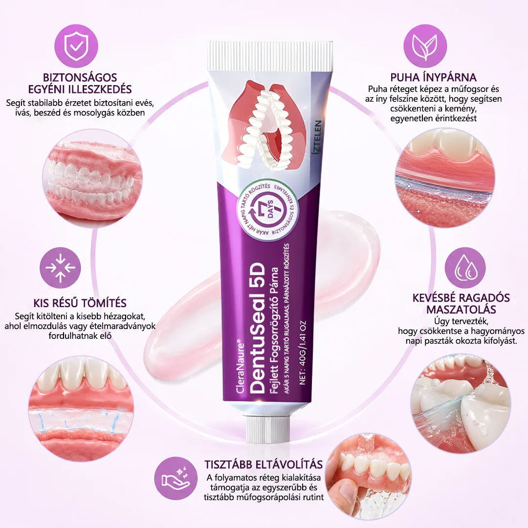 CleraNaure® DentuSeal 5D fejlett műfogsorrögzítő és párnázó ragasztó-📦